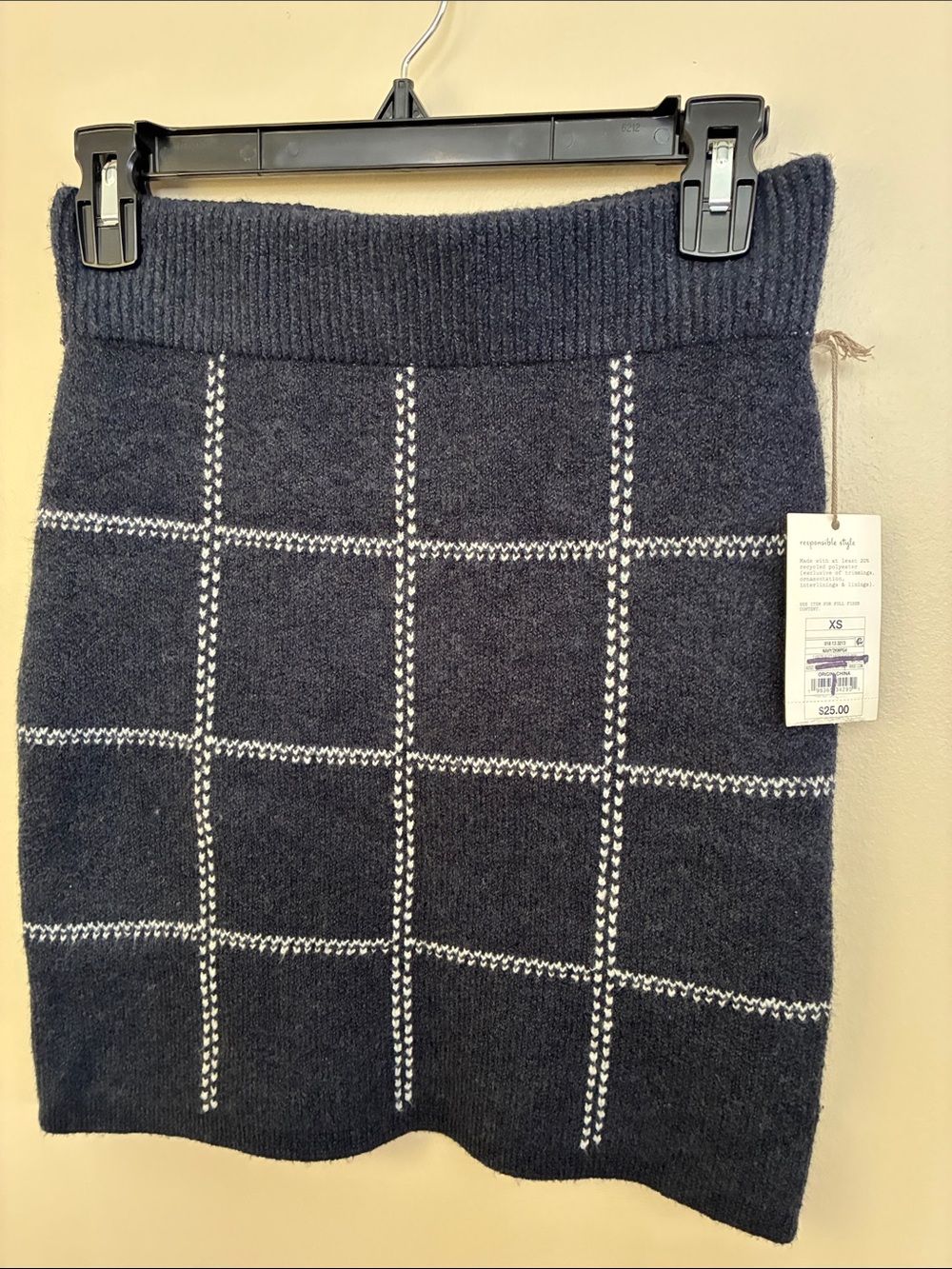 NWT A New Day Navy Blue Windowpane Knit Sweater Mini Skirt
